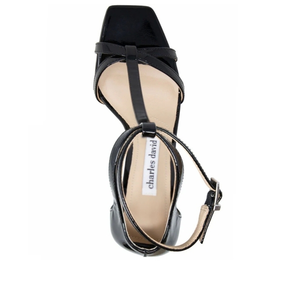 NWOT Charles David "Tucker" Black Patent Leather Geometric Block Heels ~ 7½ - Picture 5 of 9